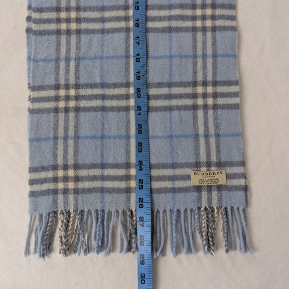 Burberry Nova Check Lambswool Scarf Blue | Unisex | Elegant & Warm - Picture 5 of 7